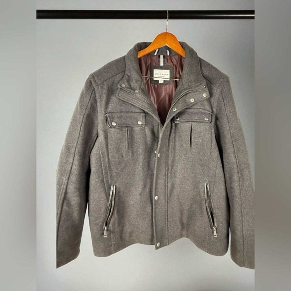 Cole Haan Signature Wool Blend Jacket Gray XL